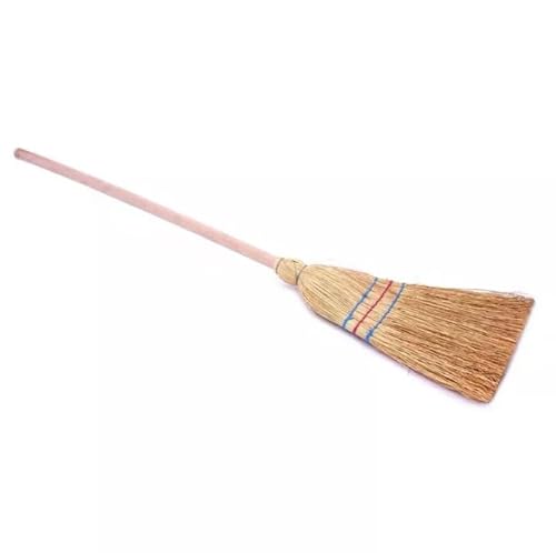 Traditional Rice Straw Broom, 95 cm Length, Natural Sorghum Grass with Beech Wood Handle