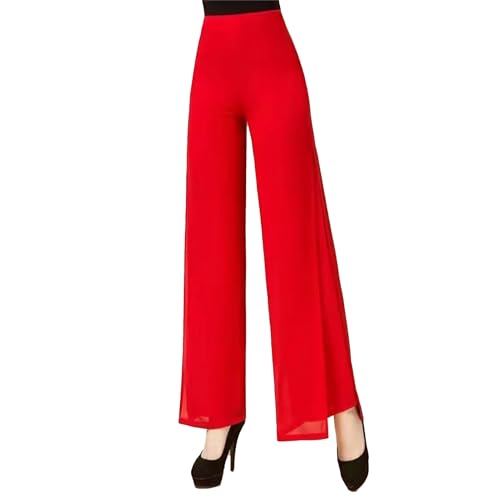 Pantalon jambe large taille haute en double mousseline douce et opaque