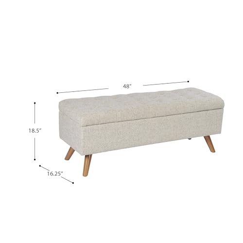 Image of HomePop 48 inch Modern Tufted Storage Bench - Textured Cream Fabric