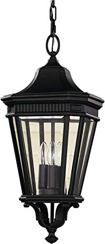 Feiss OL5411BK Cotswold Lane Outdoor Lighting Pendant Lantern, Black, 3-Light (10