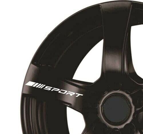 ViStream 4Pc Wheels Rims Sport Racing Decal Stripes Stickers Emblem Bumper Race Car SUV Truck (White)