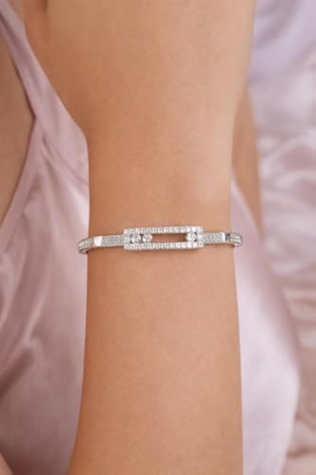 Women's Anti-Tarnish CZ Diamond Studded Bangle Bracelet