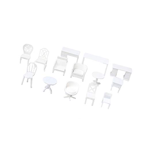 Healifty 14 Pcs Modelo de Cadeira de Mesa de Jardim de PlÃ¡stico MÃ³veis Em Miniatura para O Jardim