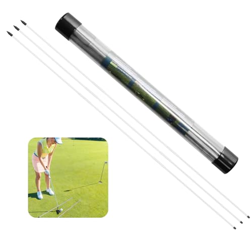 FINGER TEN Golf Alignment Sticks Rods Swing Trainer Tools 43 Inch 3 Pack, Fits in Golf Bag Tour Stickers Practice Training Aid (3 Pack White)
