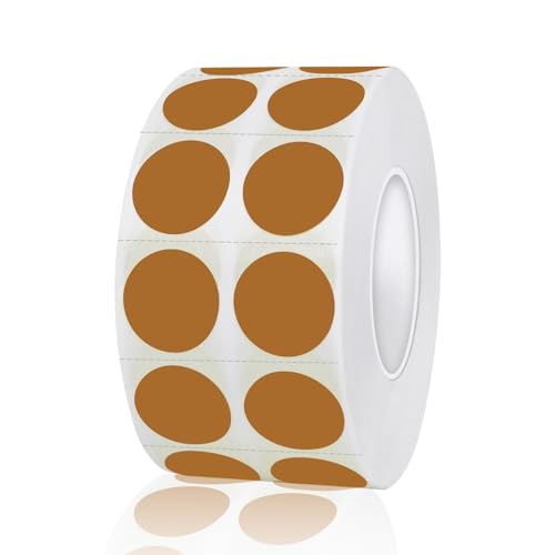 Yeachlaing 1/2 Inch Round Colored Stickers, 2000PCS Permanent Sticky Dots Color Coding Labels with Perforation Line, Brown Sticker Dots