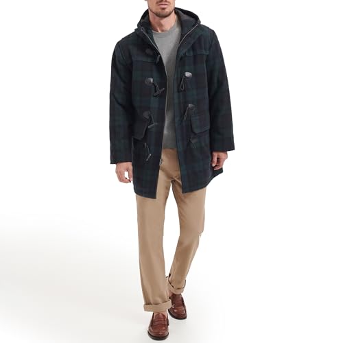 Tommy Hilfiger Men's Wool Blend Mid-Length Toggle Coat, Black Watch Plaid, Small by Tommy Hilfiger - Image 4
