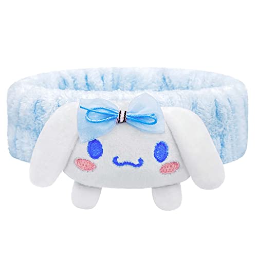 Kawaii Spa Headband for Washing Face, Make Up, Party - Soft Blue Headband for Women & Girls
