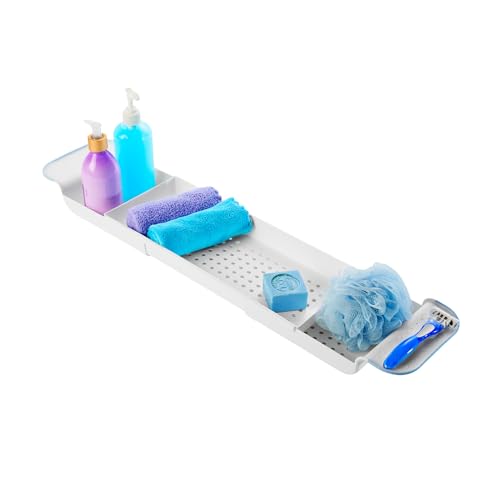 madesmart Expandable Bathtub Tray, Adjustable Bath Caddy & Over Tub Organizer Shelf for Bath...