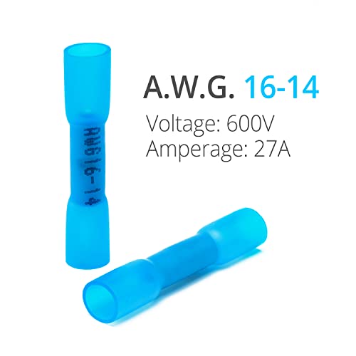 Wirefy Heat Shrink Butt Connectors - Electrical Connectors Kit - Solderless Wire Connectors - Automotive Marine Crimp Connectors BHT250-150