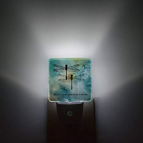 Nightlight Plug In Led Lights For Bedroom, Dragonfly Love Is A Nature Angel On Your Shoulder Night Lights Plug Into Wall With Light Sensors Room Decor For Nursery Children Kids Boys Girls #TOP1