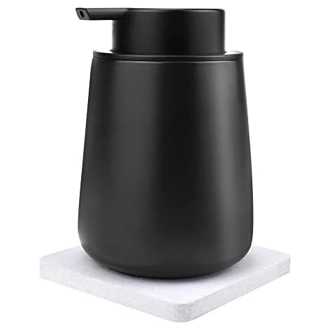 DAGORD Seifenspender Schwarz Matt 400ml Schaumseifenspender Schwarz Seifenspender Nachfüllbar Schwarz und 1 Silikon-Untersetzer Cover