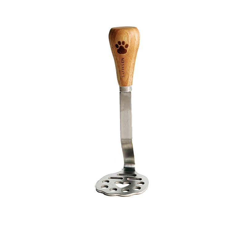 Image of Mini Avocado Masher, Mini Potato Mashers with Wood Non Slip Handle Stainless Steel Bean and Potato Masher Small Food Masher Lightweight Kitchen Tool (Cat' Paw A)