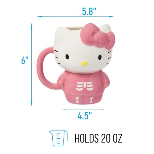 Image of Silver Buffalo Sanrio Hello Kitty Spooky Skeleton, 3D Sculpted Mug, 20oz