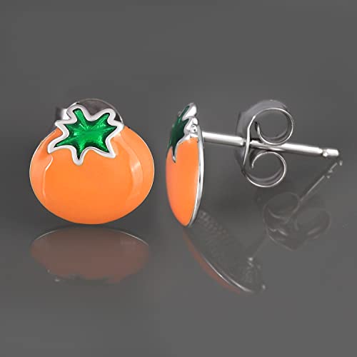 Pendientes de plata 925 de tomate naranja estilo bohemio para niñas 4