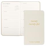 Beautiful 2025 Pocket Calendar - Small 6" x 3.5" Daily Planner Book For Womens Purse with Weekly & Monthly Spreads for Easy Planning - Runs Until December 2025