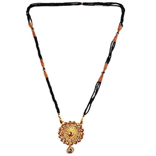 ella Shimankana Beautiful Golden Alloy Material Double Long Bread Mangalsutra with Traditional Pendant Women-picture-38