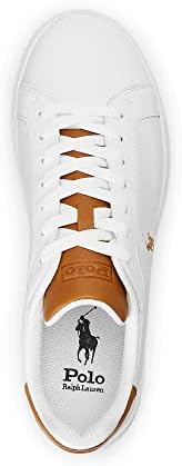 POLO RALPH LAUREN Mens Heritage Court Sneaker, White/Tan, 14 US | Image 2
