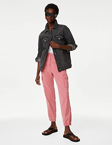 Image of Marks & Spencer Womens Solid High Rise Straight Fit Cargo Trouser