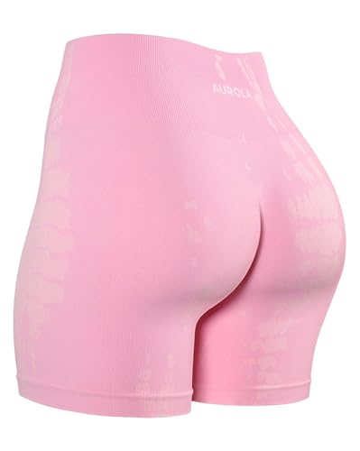 Image of AUROLA Serpent Seamless Scrunch Workout Shorts for Women,Tummy Control Squat Proof Ribbed Thick Active Gym Short