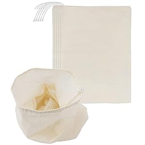 Belle Vous Herbruikbare Mousseline Katoen Kaasdoek Zak (6 Pak) – 29 x 50 cm – Gaas Filter Doek Voor Noten Melk, Fruitsap, Wijn, Yoghurt, Kaas, Cold Brew Coffee & Thee