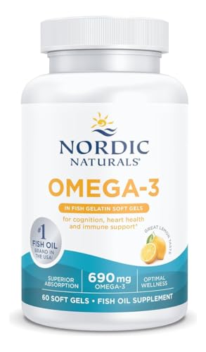 Nordic Naturals Omega 3 Fish Oil In Fish Gelatin Softgels | 690 Mg With EPA & DHA Supplement | Supplement For Pescatarian & Restricted Diets | 60 Lemon Softgels