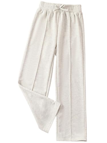 QJQ Girls Wide Leg Elastic High Waisted Pants Sweatpants Baggy Track Pants Trousers Casual Streetwear Ages 8-12