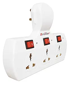 Brillar Multiplug Extension Boards with Individual Switches and Led Indicators with Protection Fuse (Three Pin Plug, 5 Amp)