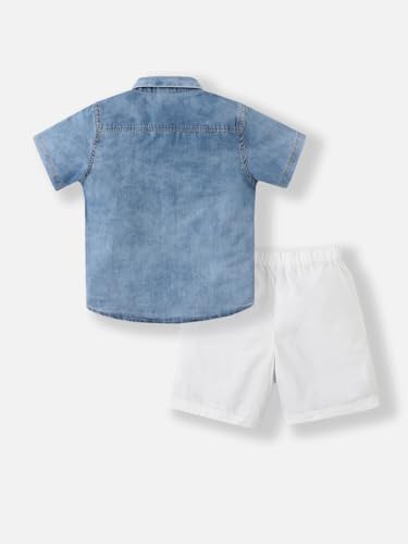 Image of Nautinati Boys Printed Collared Shirt with Shorts Clothing Set | Age 1-5 Years