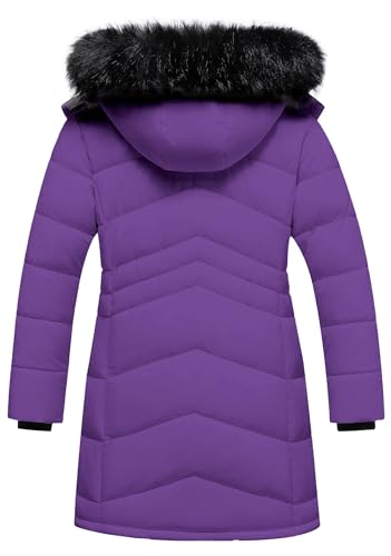 Girl's Winter Coats Kids Waterproof Long Puffer Jacket Thicken Fleece Lined Ski Parka with Detachable Fur Hooded2