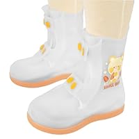 Linkidea Kids Waterproof Rain Boot Covers, Cute Bear Design, Anti-Slip Shoe Covers (Size S, Orange)