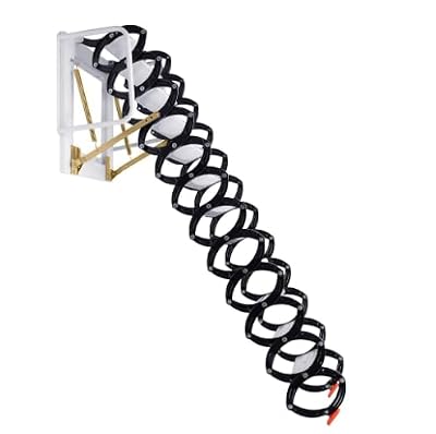 12FT Attic Ladder Pull Down System, 12-Step 660LBS Al-Mg Alloy Collapsible Ladder Pull Down Attic Ladder, Wall-Mounted Folding Stairs for Attic Retractable Attic Stairs with Armrests