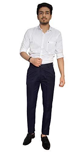 Image of KUNDAN Slim Fit Men Polyester Viscose Blend Trousers