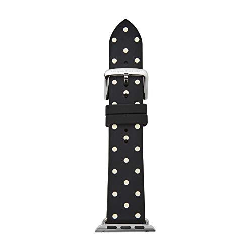 Kate Spade New York Women's Silicone Apple Watch Band 38mm 40mm Color: Black/White Dot (Model: KSS0023)