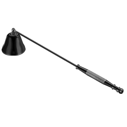 Candle Snuffer Extinguisher with Long Handle Premium Polished Stainless Steel Bell Candlesnuffers for Putting Out Wick Flame Safely Black Decorative Candle Accessory