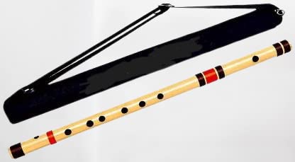 KHALSA MUSICAL C Natural Medium Bamboo Flute Bansuri with Free Carry Case - Wood-image-12