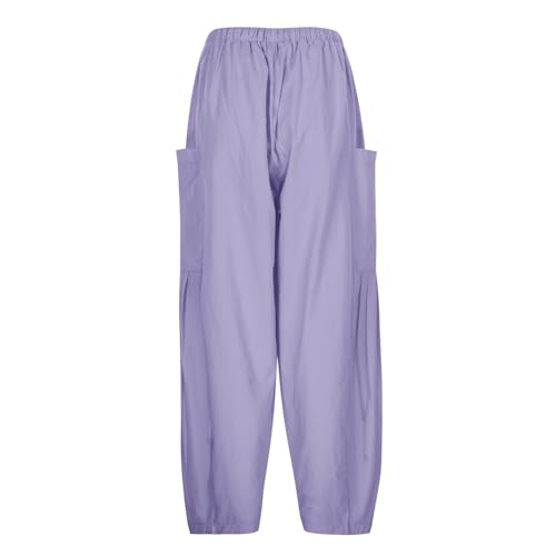 Kubbon Womens Linen Wide Leg Pants Casual Loose Drawstring Palazzo Pants Casual Wide Leg Elastic Waist Trousers Beach Pants3