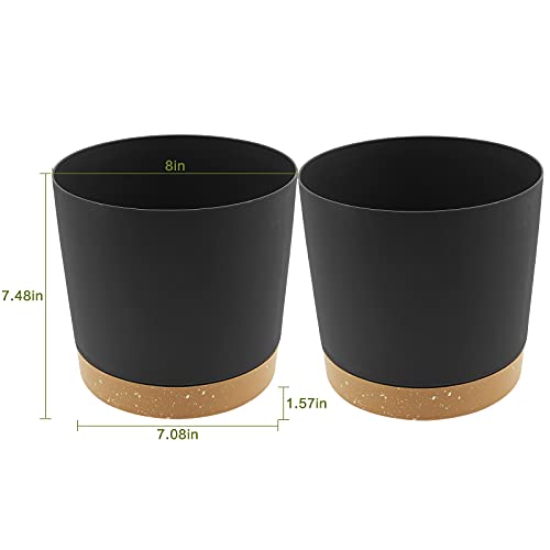Qcqhdu Plant Pots Set Of 2 Pack 8 Inch,Planters For Indoor Plants With Drainage Holes And Removable Base,Saucer Modern Decorative For Outdoor Garden Planters(Dark Grey 8In) #TOP1