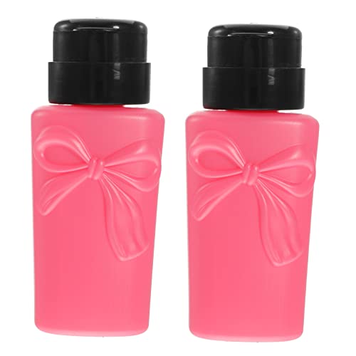 DEARMAMY 1 Juego Botella De Prensa De Lavado De Uñas Agente De Mudanzas Vacío Clavo Bomba para Botella Bomba Dispensador Botella Empujar hacia Abajo El Plastico Rosa 2 Piezas