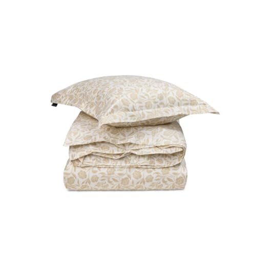 Lexington White/Beige Flowers Cotton Sateen Bed Set, 135x200/80x80