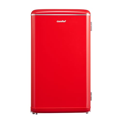 COMFEE' RCD93RE2EURT(E) Frigorifero Monoporta 93L, Design Retrò, Controllo Temperatura Regolabile, Adatto per Casa, Ufficio e Altre Applicazioni Domestiche, Colore Rosso