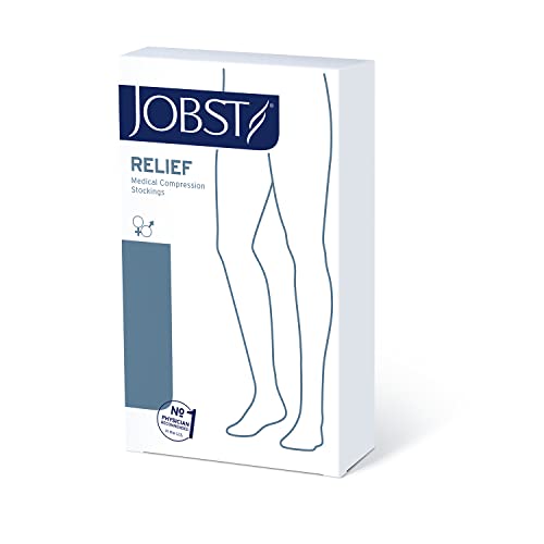 Jobst Relief Thigh High 30-40 Mmhg Open Toe Unisex For Men & Women Compression Socks With Silicone Band, Beige - Choose Your Size #TOP3