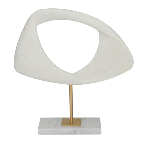 Escultura Decorativa Abstracta Polystone con Base de Mármol 12" x 3" x 13"