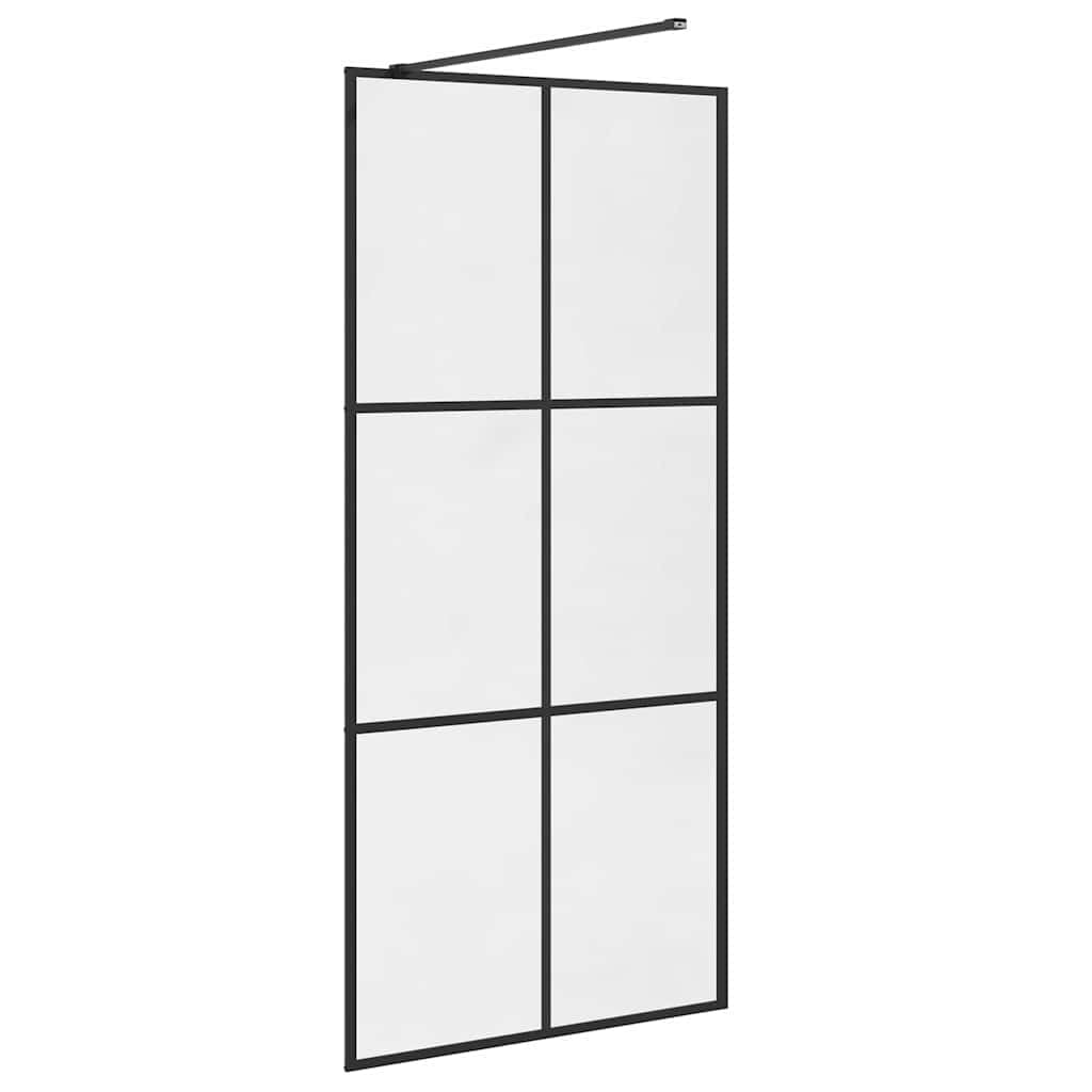 Parete per Doccia Walk-in Vetro Trasparente ESG 90x195cm Nera, Parete Doccia, Parete Vasca da Bagno, Porta Box Doccia, Vetro Doccia
