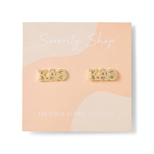 Sorority Shop Kappa Alpha Theta Earrings — KAT 18K Gold Plated Sorority Gifts Earrings, Long-Lasting Kappa Alpha Theta Gifts for Women2
