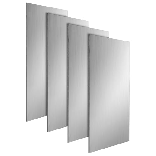 Image of Tlence 4 Pack Titanium Plate Sheets, 4 inch x 4'' x 0.04 inch Titanium Metal Sheet, 1mm Thick TA1 Alloy Plates for Metalwoking DIY Craft