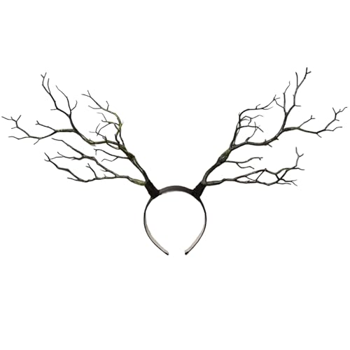 Bandeau en bois de cerf vert motif branche couvre-chef cosplay