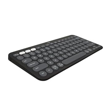 Teclado sem fio Logitech Pebble Keys 2 K380s com Conexão Bluetooth Easy-Switch e Pilha Inclusa - Compatível com PC, Mac, Chrome OS, Android, iOS e Apple TV, Layout US - Grafite