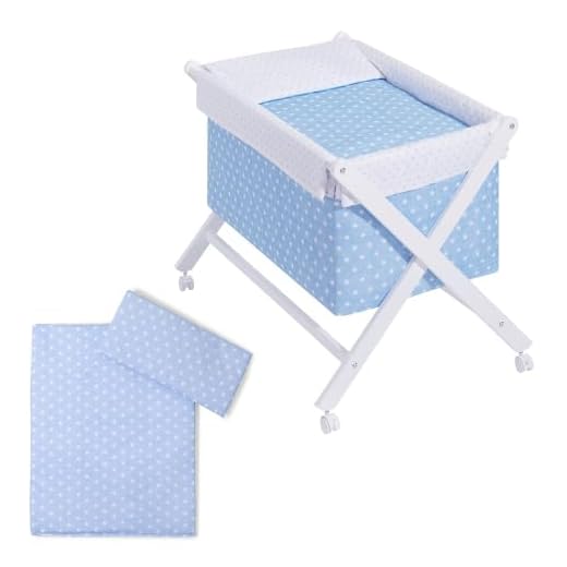 Interbaby Minicuna plegable completa Estrellas, Madera, Azul
