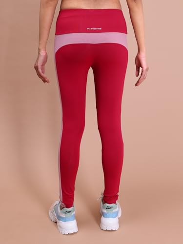 Image of Rupa Colors Womens PLAYSURE Dry FIT Activewear Leggings | Stretchable Warp Knit Fabric | Breathable Mesh Self-Folding Waistband | Body-Hugging | Reflecting Logo