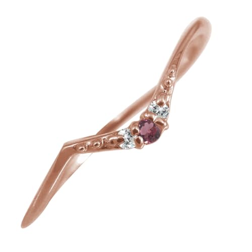 アルマ ピンキーリング v字 V字カーブ vライン 華奢 細め 重ねづけ 目立ち過ぎず さりげなく使える ストッパー おしゃれ 18金 ピンクゴールド ピンクトルマリン 誕生石 指輪 サイズ4号 【250520w29】